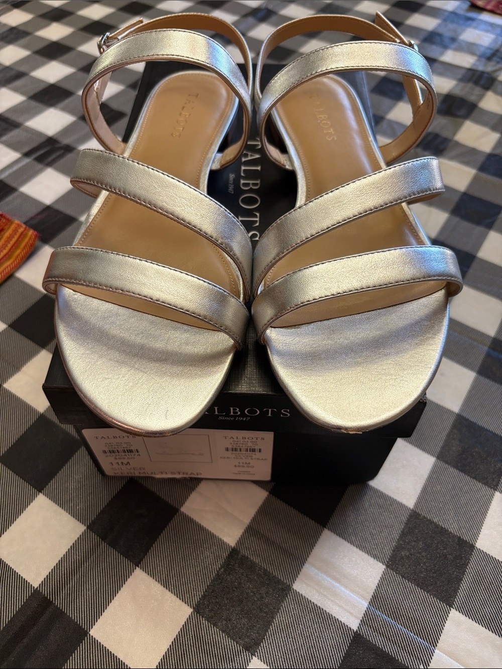 Talbots Metallic Silver Strappy Sandals
